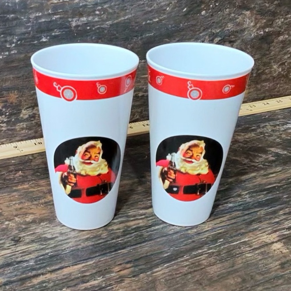 Coca Cola Red and White Santa Cups Tumblers Set of 2